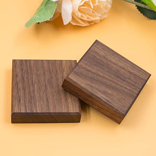 Cuyacili 2pcs Walnut Square Risers Jewelry Display Stand