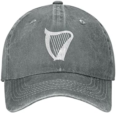 Unisex Adjustable Denim Baseball Cap with Irish Harp Pattern