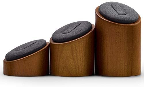 Oirlv Solid Wood 3 Pcs Ring Display Stand Showcase Jewelry Organizer Holder for Rings