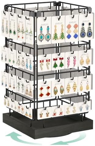 Rotating Earring Display Stand with 64 Hooks