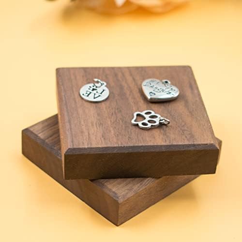 Cuyacili 2pcs Walnut Square Risers Jewelry Display Stand
