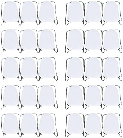 Bulk Drawstring Backpacks 30Packs White Gym Travel Carry Bag
