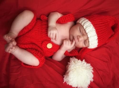 Vemonllas Newborn Christmas Baby Santa Hat and Pants Set