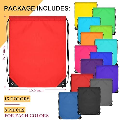Chumia 120 Pcs Drawstring Backpacks Bulk 15 Colors