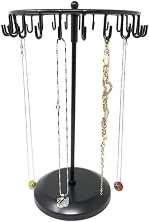 Rotating Jewelry Holder with 23 Hooks Black Stand