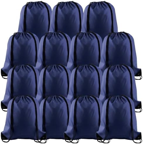 PLULON 15 Pcs Navy Blue Drawstring Bags