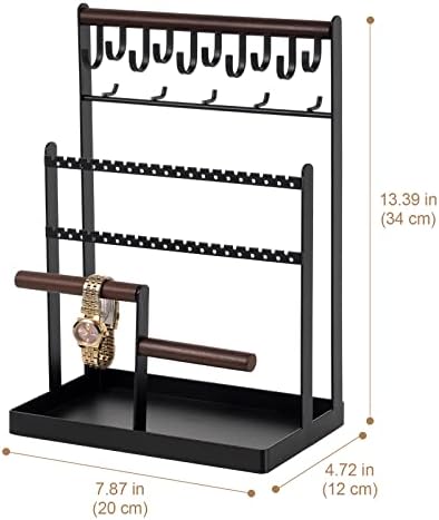 ProCase 6 Tier Jewelry Stand with 15 Hooks - Black