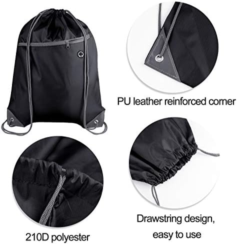 KUUQA 12Pcs Drawstring Backpack Bags with Zipper Pocket and Headphone Hole