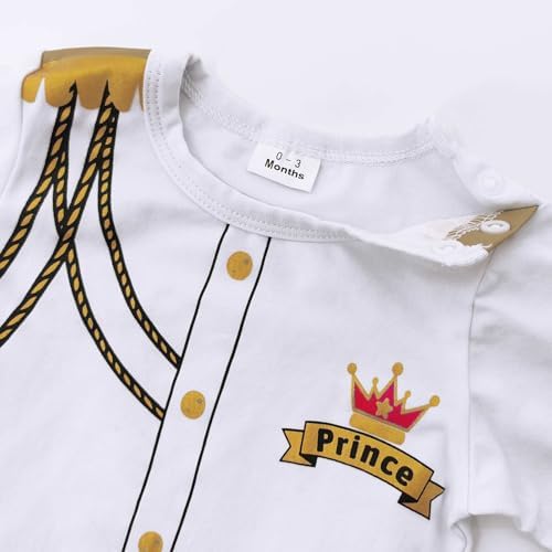Baby Boy Prince Charming Costume Outfit with Gold Crown Newborn Halloween Costume