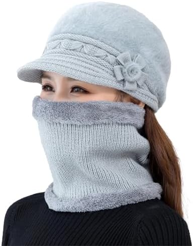 Floral Braided Hat with Satin Lined Thermal Scarf Set