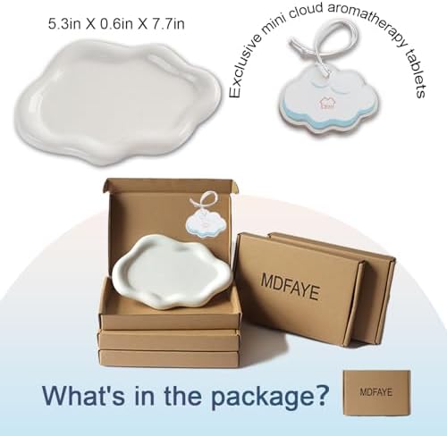 Cloud Shape Ceramic Jewelry Tray for Women White