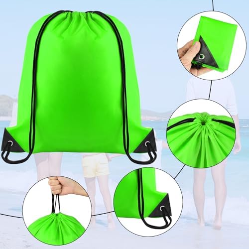 NACHLYNN 12-Piece Drawstring Sports Bag Gym Tote Pack