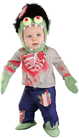 Zombie Baby Boy Costume with Mitts and Torn Fabric Graphics