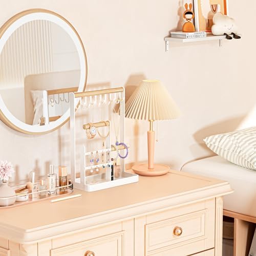 ProCase Jewelry Stand Holder Organizer 4-Tier with Ring Tray - Medium White