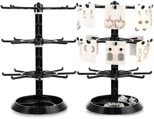 2 Pcs 3 Tier Rotating Jewelry Display Stand Plastic Spinning Rack for Vendors Events