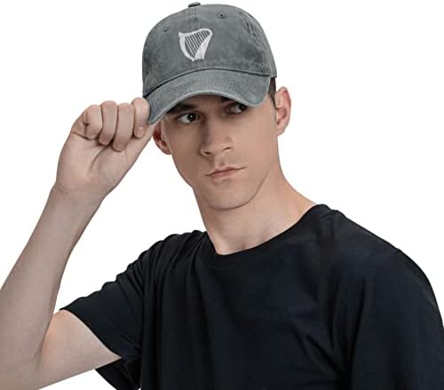 Unisex Adjustable Denim Baseball Cap with Irish Harp Pattern
