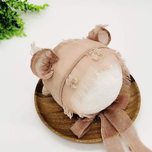 Vemonllas Retro Bear Bonnet Hat Wrap Blanket Baby Photo Props Set