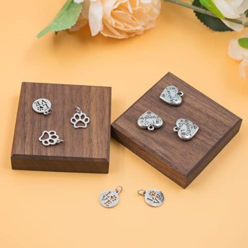 Cuyacili 2pcs Walnut Square Risers Jewelry Display Stand
