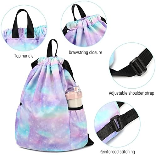 Unicorn Drawstring Backpack for Kids Rainbow Gym Water Resistant