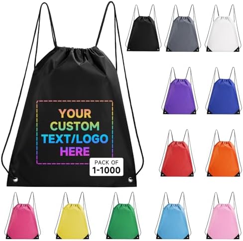 Custom Drawstring Bags with Logo 100 Pack Gym Travel Backpacks