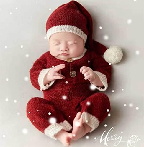 Vomdrok Newborn Christmas Hat and Romper Set