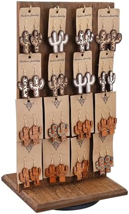 Ikee Design Wooden Rotating Jewelry Display Stand