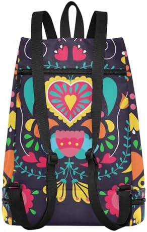 QwThum Gym Drawstring Bag with Shoes Compartment and Wet Proof Pocket