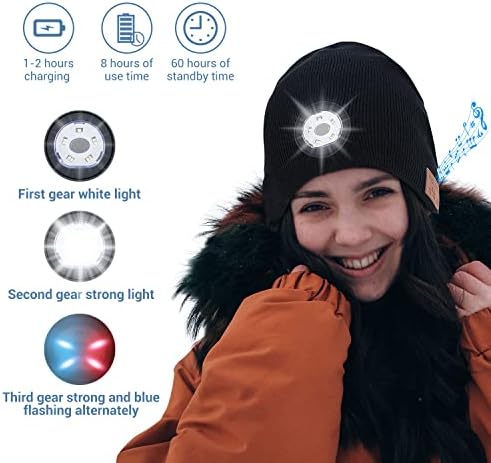 Bluetooth Beanie with LED Light and Stereo Speakers