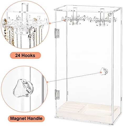Acrylic Necklace Holder with 24 Rotatable Hooks