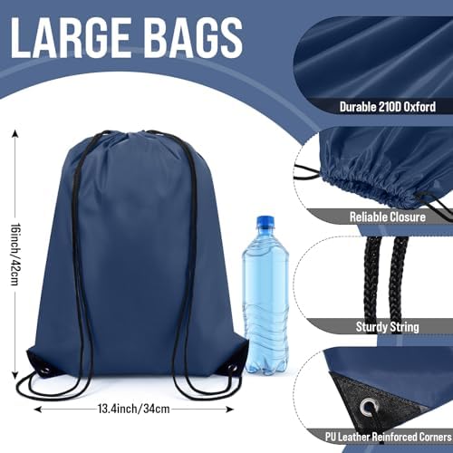 Silkfly 100 Pack Drawstring Backpacks Navy Blue