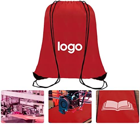 60 Pieces Red Drawstring Sports Backpack Bags for Women Men
