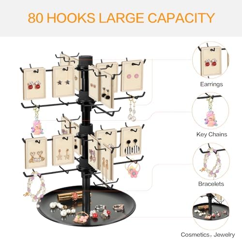 Rotating Earring Display Stand with 80 Hooks