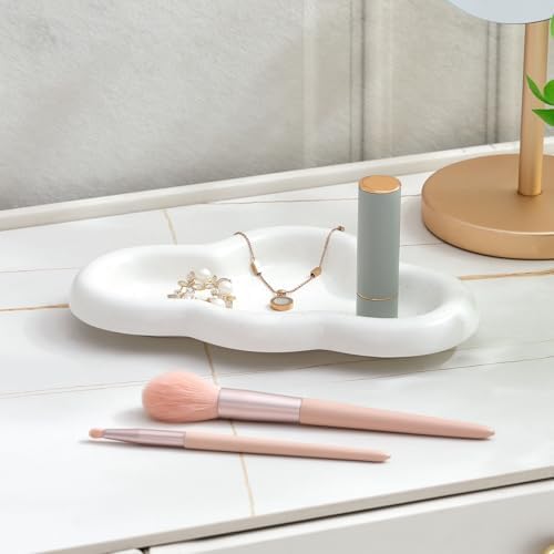 Matte White Ceramic Jewelry Tray for Home Decor