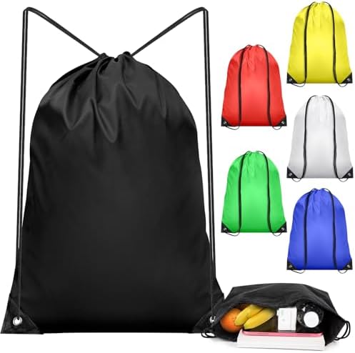 IKAYAS 6Pcs Drawstring Bags Bulk Colorful Backpacks for Gym Yoga Travel Sports