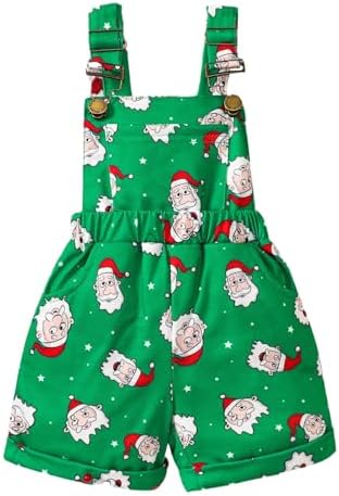 Christmas Santa Printed Bib Pants for Boys Girls Winter Outfit