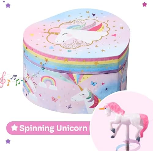 Jewelkeeper Music Jewelry Box for Girls - Heart Shaped Unicorn Design