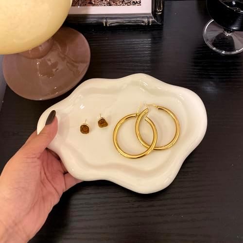White Ceramic Jewelry Tray with Cloud Shape