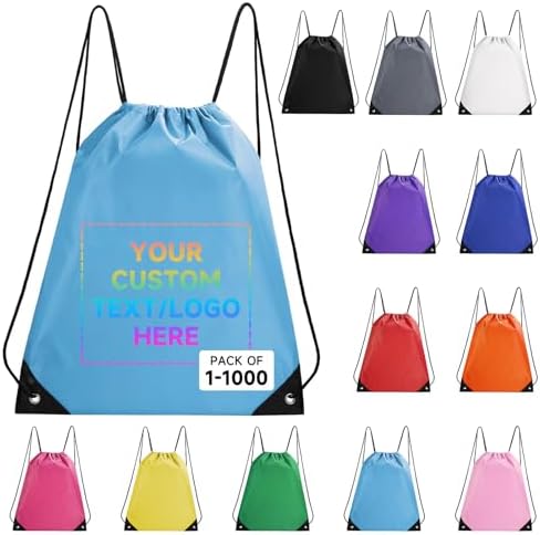 Custom Drawstring Bags With Logo 10 Pack Sky Blue