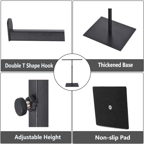 T Shaped Purse Display Stand Adjustable Height Matte Black Stainless Steel