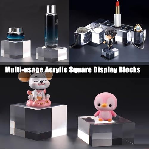 10 Piece Clear Acrylic Square Display Stand Set