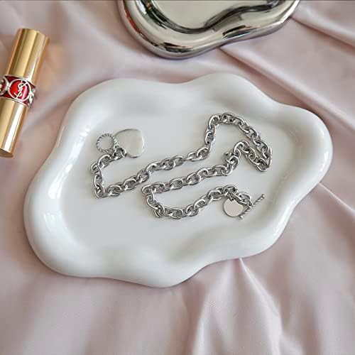 Cloud Shape Ceramic Jewelry Tray for Women White