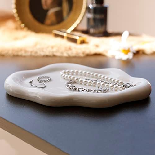 Cloud Shape Ceramic Jewelry Tray for Women White