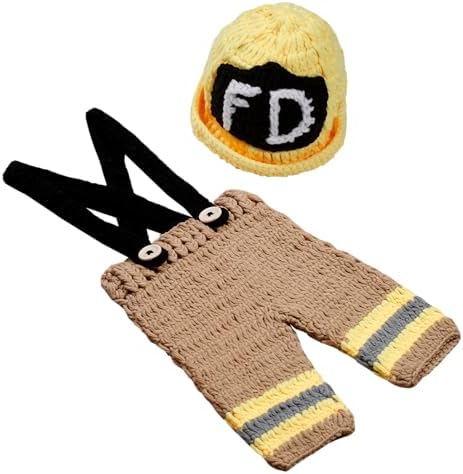 Matissa Newborn Baby Crochet Costume Photography Prop Hats and Outfits Firefighter 2