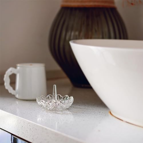 HD Clear Crystal Ring Holder Wavy Glass Jewelry Dish
