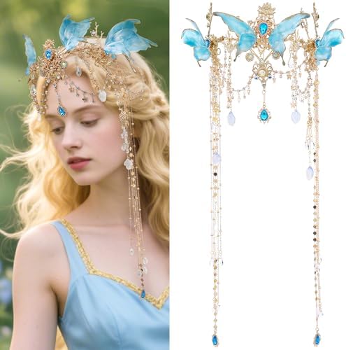 Fairy Elf Crown with Butterfly Wings for Women
