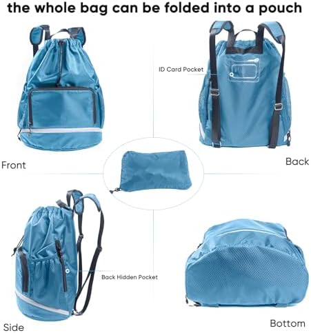 VIGEGARI Swim Essentials Drawstring Gym Bag for Kids and Adults