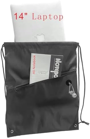 20PCS Drawstring Gym Bag with Front Zip Pocket and 2-Layer Design