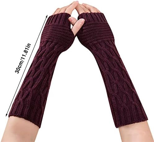 Winter Women Fingerless Gloves with Thumb Hole and Arm Warmers