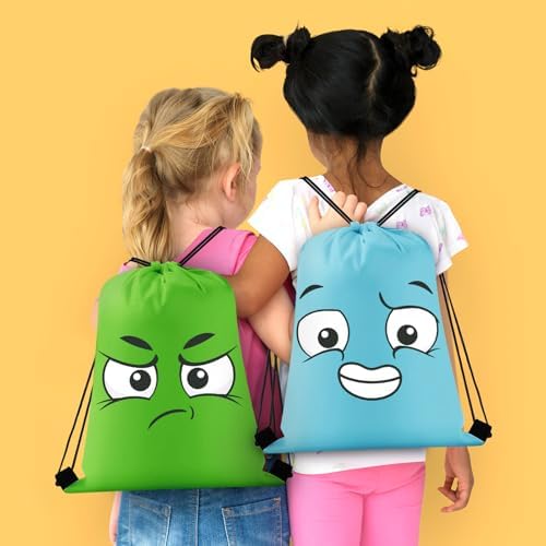 24 Pcs Emoticon Drawstring Backpack for Teens