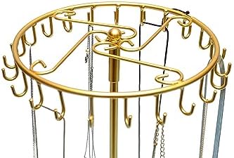 Bosmimeo Rotating Necklace Holder with 23 Hooks and Round Base